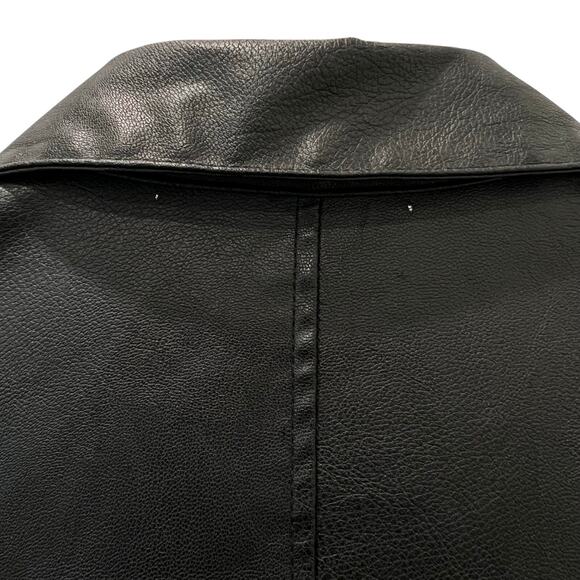 Max Studio Faux Leather Button Down Shirt Black Edgy Streetwear Women’s Medium - Picture 10 of 15